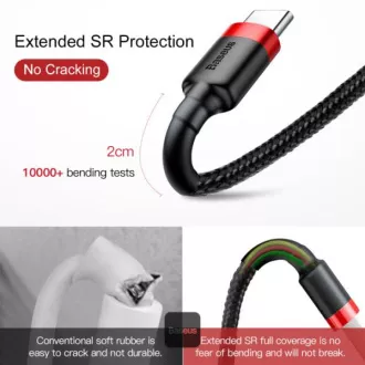 Baseus podatkovni kabel Cafule USB-C 2m 2A rdeče-črna