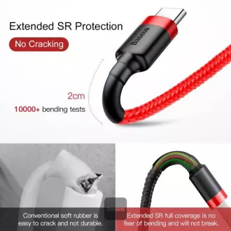 Baseus podatkovni kabel Cafule USB-C 2m 2A rdeč