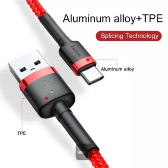 Baseus podatkovni kabel Cafule USB-C 2m 2A rdeč