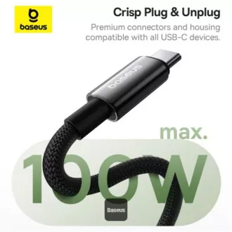 Baseus Data Magnetni kabel Tungsten Gold USB-C/USB-C 1m 100W Black