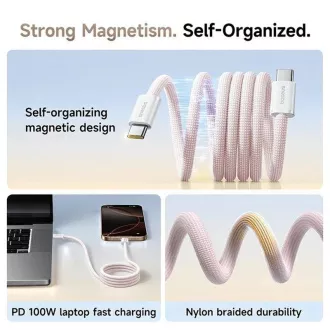 Baseus Dynamic 4 Pro Series podatkovni kabel USB-C - USB-C 100W 1m Baby Pink Baseus Dynamic 4 Pro Series podatkovni kabel USB-C - USB-C 100W 1m Baby Pink