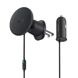 Baseus Magnetno držalo za rešetko s polnilnikom USB-A 15W 25W črno Baseus Magnetno držalo za rešetko s polnilnikom USB-A 15W 25W črno