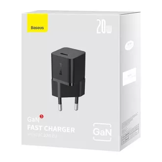 Baseus GaN5 Mini 20W EU črni hitri polnilec