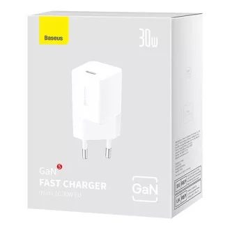 Baseus GaN5 Mini 30W EU beli hitri polnilec