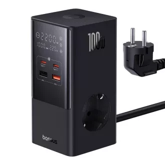 Baseus PowerCombo Tower 100W EU črna polnilna postaja