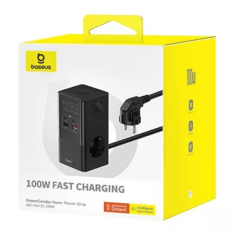 Baseus PowerCombo Tower 100W EU črna polnilna postaja