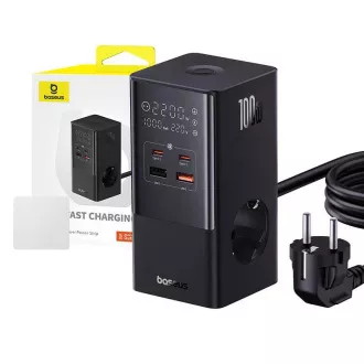 Baseus PowerCombo Tower 100W EU črna polnilna postaja