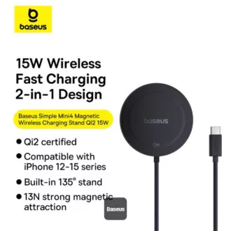 Brezžična magnetna polnilna podloga Baseus Simple Mini4 Qi2 15W Black
