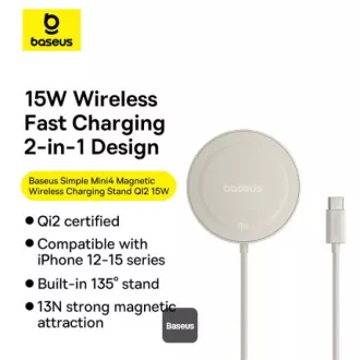 Brezžična magnetna polnilna podloga Baseus Simple Mini4 Qi2 15W Gold