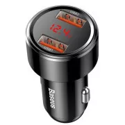 Baseus Magic 2x USB 45W 6A avto polnilec z zaslonom črn