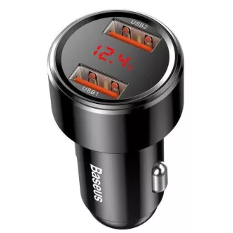 Baseus Magic 2x USB 45W 6A avto polnilec z zaslonom črn