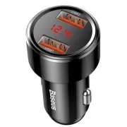 Baseus Magic 2x USB 45W 6A avto polnilec z zaslonom črn