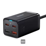 Baseus GaN3 Pro hitri polnilec, 2x USB-C, 2x USB 65W črn