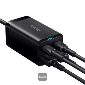 Baseus GaN3 Pro hitri polnilec, 2x USB-C, 2x USB 65W črn
