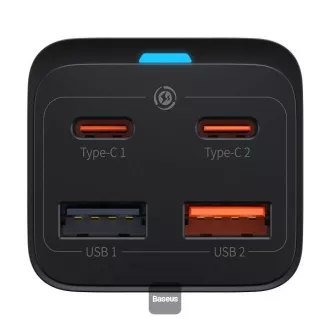 Baseus GaN3 Pro hitri polnilec, 2x USB-C, 2x USB 65W črn