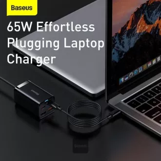 Baseus GaN3 Pro hitri polnilec, 2x USB-C, 2x USB 65W črn