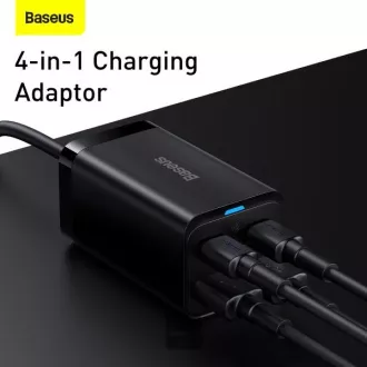 Baseus GaN3 Pro hitri polnilec, 2x USB-C, 2x USB 65W črn