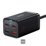 Baseus GaN3 Pro hitri polnilec, 2x USB-C, 2x USB 65W črn