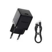 Baseus Palm Fast Charger USB-C 20W   podatkovni kabel USB-C/USB-C 1m črn