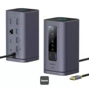 Baseus Spacemate 10v1 Priključna postaja (USB-C PD 100W, USB-C, 2x USB-A, 2x HDMI) siva
