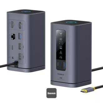 Baseus Spacemate 10v1 Priključna postaja (USB-C PD 100W, USB-C, 2x USB-A, 2x HDMI) siva