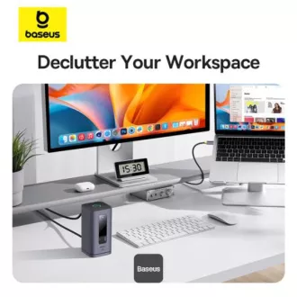 Baseus Spacemate 10v1 Priključna postaja (USB-C PD 100W, USB-C, 2x USB-A, 2x HDMI) siva