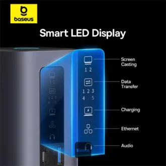 Baseus Spacemate 10v1 Priključna postaja (USB-C PD 100W, USB-C, 2x USB-A, 2x HDMI) siva