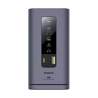 Baseus Spacemate 11v1 Priključna postaja (USB-C PD, USB-C, 2x USB-A, 3x HDMI) siva