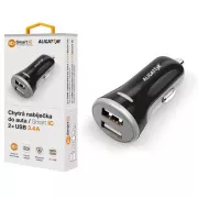 Pametni avtomobilski polnilec ALIGATOR 3,4A, 2xUSB, pametni IC, črn