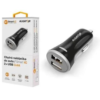 Pametni avtomobilski polnilec ALIGATOR 3,4A, 2xUSB, pametni IC, črn Pametni avtomobilski polnilec ALIGATOR 3,4A, 2xUSB, pametni IC, črn