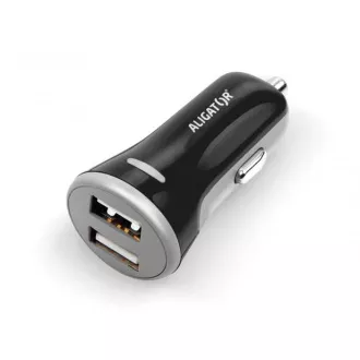 ALIGATOR Pametni avtomobilski polnilec 3,4 A, 2xUSB, pametni IC, črn, kabel USB-C