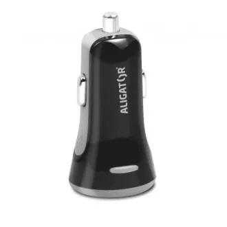 ALIGATOR Pametni avtomobilski polnilec 3,4 A, 2xUSB, pametni IC, črn, kabel USB-C