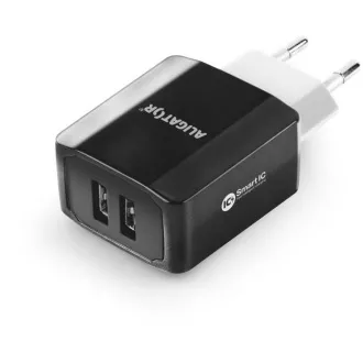 ALIGATOR 3,4A pametni omrežni polnilnik, 2xUSB, pametni IC, črn, kabel za iPhone/iPad 2A