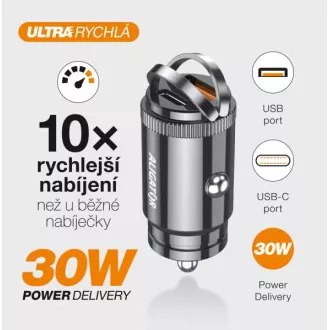 Aligatorjev mini avtomobilski polnilec Power Delivery 30 W, USB-C   USB-A