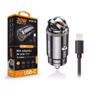 Aligatorjev mini avtomobilski polnilec Power Delivery 30W, USB-C   USB-A, kabel USB-C za iPhone/iPad