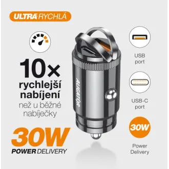Aligatorjev mini avtomobilski polnilec Power Delivery 30W, USB-C USB-A, kabel USB-C za iPhone/iPad Aligatorjev mini avtomobilski polnilec Power Delivery 30W, USB-C USB-A, kabel USB-C za iPhone/iPad