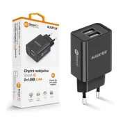 ALIGATOR 2,4A, 2xUSB, pametni IC, črna