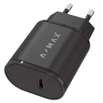 Aligator A-MAX PD 20W USB-C črn omrežni polnilnik