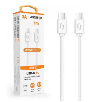 ALIGATOR Podatkovni kabel POWER 3A, USB-C/USB-C, bel