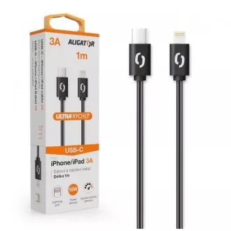 ALIGATOR Podatkovni kabel POWER 3A, USB-C/bliskovito črn ALIGATOR Podatkovni kabel POWER 3A, USB-C/bliskovito črn