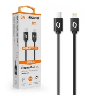 ALIGATOR Podatkovni kabel POWER 3A, USB-C/bliskovito črn ALIGATOR Podatkovni kabel POWER 3A, USB-C/bliskovito črn