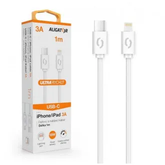 ALIGATOR Podatkovni kabel POWER 3A, USB-C/bliskovito bel ALIGATOR Podatkovni kabel POWER 3A, USB-C/bliskovito bel