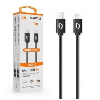 ALIGATOR Podatkovni kabel POWER 3A, USB-C/microUSB črn ALIGATOR Podatkovni kabel POWER 3A, USB-C/microUSB črn