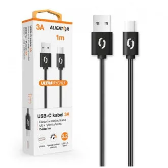 ALIGATOR Podatkovni kabel POWER 3A, USB-C 1m črn ALIGATOR Podatkovni kabel POWER 3A, USB-C 1m črn