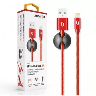 ALIGATOR PREMIUM Podatkovni kabel 2A, Lightning rdeč