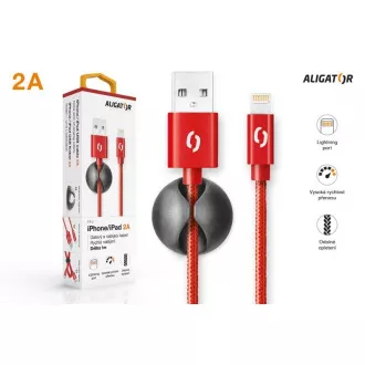 ALIGATOR PREMIUM Podatkovni kabel 2A, Lightning rdeč
