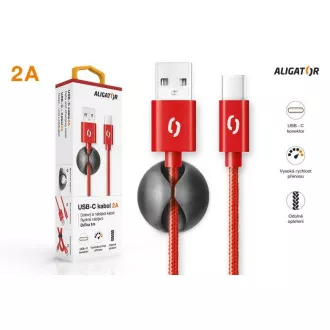 ALIGATOR PREMIUM Podatkovni kabel 2A, USB-C rdeč