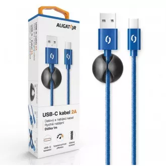 ALIGATOR PREMIUM Podatkovni kabel 2A, USB-C, modri