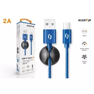 ALIGATOR PREMIUM Podatkovni kabel 2A, USB-C, modri