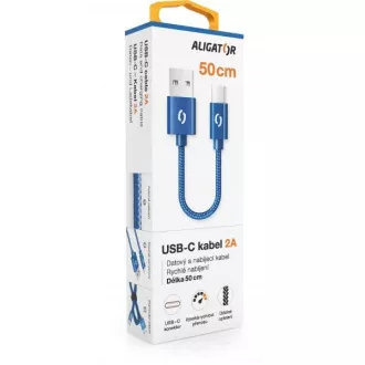 ALIGATOR PREMIUM 2A kabel, 50 cm USB-C, modri